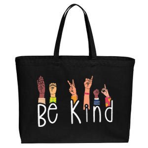 Be Kind Interpreter ASL Teacher Hand Sign Language Cotton Canvas Jumbo Tote