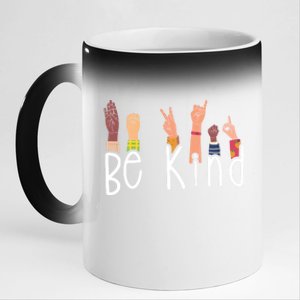 Be Kind Interpreter Asl Teacher Hand Sign Language Gift 11oz Black Color Changing Mug