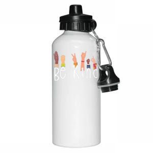 Be Kind Interpreter Asl Teacher Hand Sign Language Gift Aluminum Water Bottle