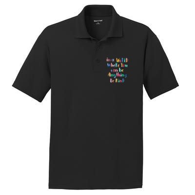 Be Kind In A World Where You Can Be Anything Autism Gift PosiCharge RacerMesh Polo