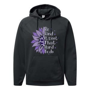 Be Kind It's Not That Hard To Do Sunflower Leopard Print Performance Fleece Hoodie