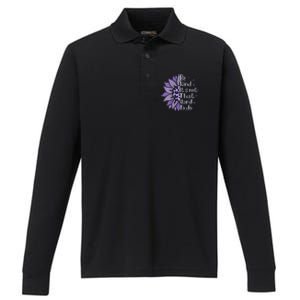 Be Kind It's Not That Hard To Do Sunflower Leopard Print Performance Long Sleeve Polo