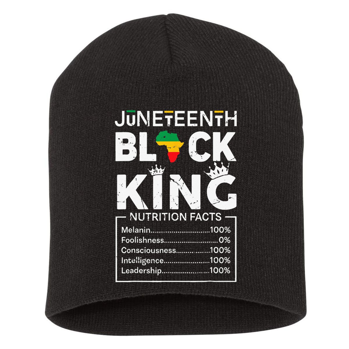 Black King Juneteenth 1865 Independence Day Black Pride Short Acrylic Beanie