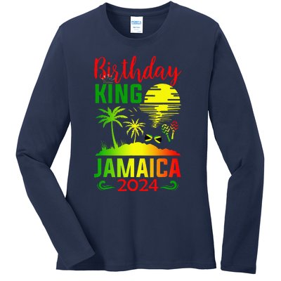 Birthday King Jamaica 2024 Jamaican Vacation Trip Ladies Long Sleeve Shirt