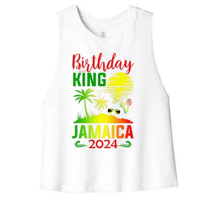 Birthday King Jamaica 2024 Jamaican Vacation Trip Women's Racerback Cropped Tank