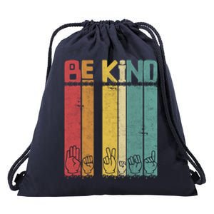 Be Kind Kindness Antibulluing Asl Language Sign Retro Gift Drawstring Bag