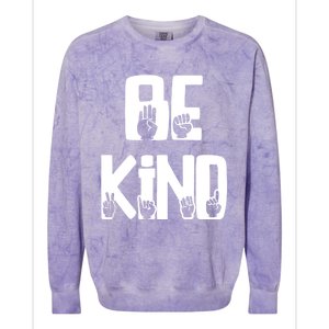 Be Kind Kindness Antibulluing Sign Language Asl Teacher Gift Colorblast Crewneck Sweatshirt