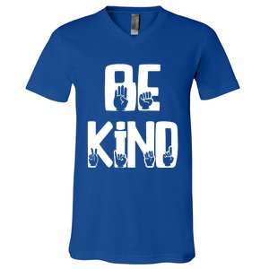 Be Kind Kindness Antibulluing Sign Language Asl Teacher Gift V-Neck T-Shirt