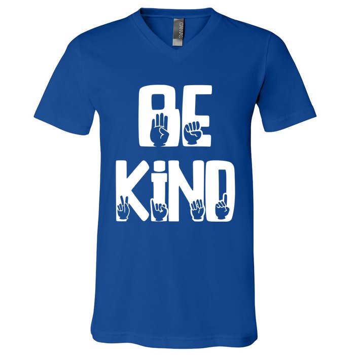 Be Kind Kindness Antibulluing Sign Language Asl Teacher Gift V-Neck T-Shirt