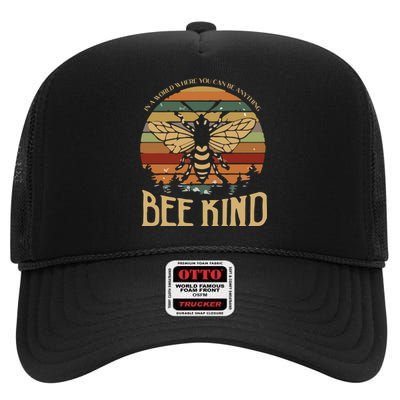 Bee Kind Kindness Inspirational Positive High Crown Mesh Back Trucker Hat