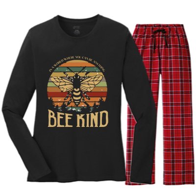 Bee Kind Kindness Inspirational Positive Women's Long Sleeve Flannel Pajama Set 