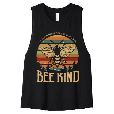 Bee Kind Kindness Inspirational Positive Women's Racerback Cropped Tank