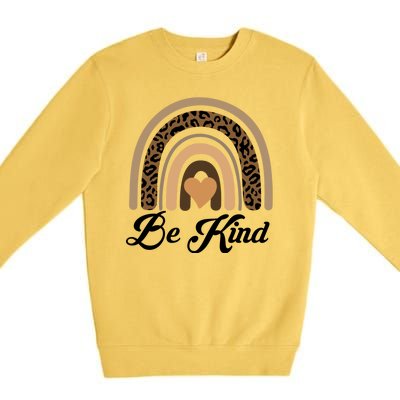 Be Kind, Kindness Matters Leopard Rainbow Cute Fall Autumn Premium Crewneck Sweatshirt