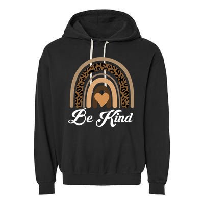 Be Kind, Kindness Matters Leopard Rainbow Cute Fall Autumn Garment-Dyed Fleece Hoodie