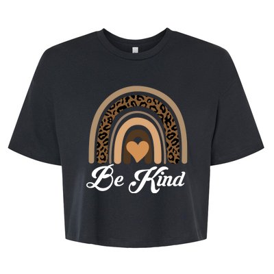 Be Kind, Kindness Matters Leopard Rainbow Cute Fall Autumn Bella+Canvas Jersey Crop Tee