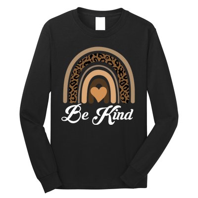 Be Kind, Kindness Matters Leopard Rainbow Cute Fall Autumn Long Sleeve Shirt