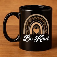 Be Kind, Kindness Matters Leopard Rainbow Cute Fall Autumn 11oz C Handle Ceramic Mug