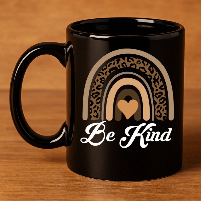 Be Kind, Kindness Matters Leopard Rainbow Cute Fall Autumn 11oz C Handle Ceramic Mug
