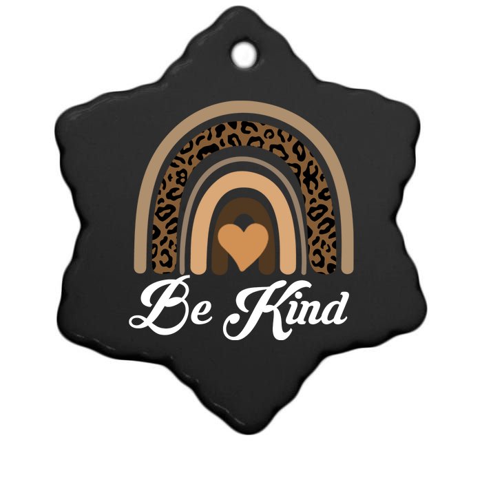 Be Kind, Kindness Matters Leopard Rainbow Cute Fall Autumn Ceramic Star Ornament