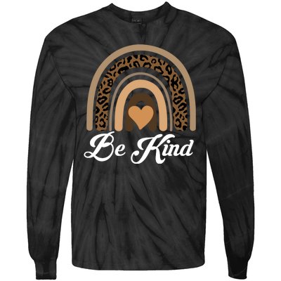 Be Kind, Kindness Matters Leopard Rainbow Cute Fall Autumn Tie-Dye Long Sleeve Shirt