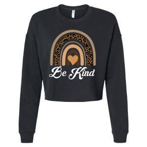 Be Kind, Kindness Matters Leopard Rainbow Cute Fall Autumn Cropped Pullover Crew