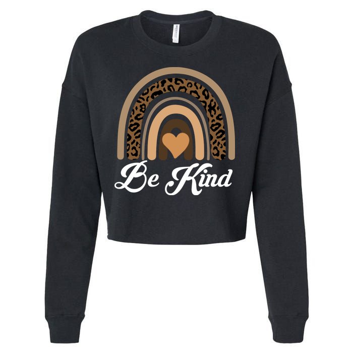Be Kind, Kindness Matters Leopard Rainbow Cute Fall Autumn Cropped Pullover Crew