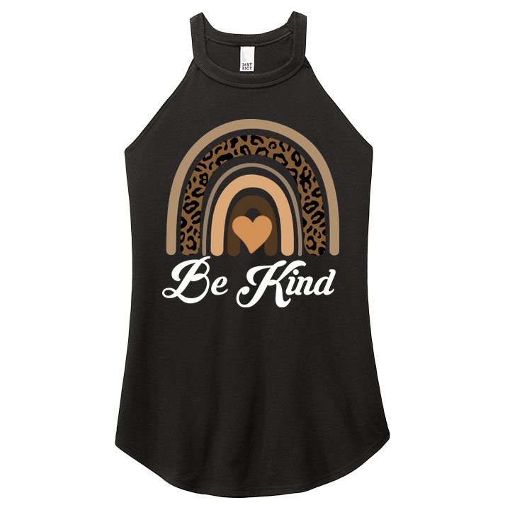 Be Kind, Kindness Matters Leopard Rainbow Cute Fall Autumn Women's Perfect Tri Rocker Tank