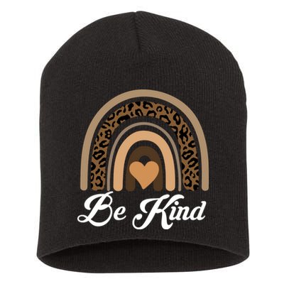 Be Kind, Kindness Matters Leopard Rainbow Cute Fall Autumn Short Acrylic Beanie