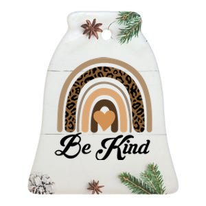 Be Kind, Kindness Matters Leopard Rainbow Cute Fall Autumn Ceramic Bell Ornament