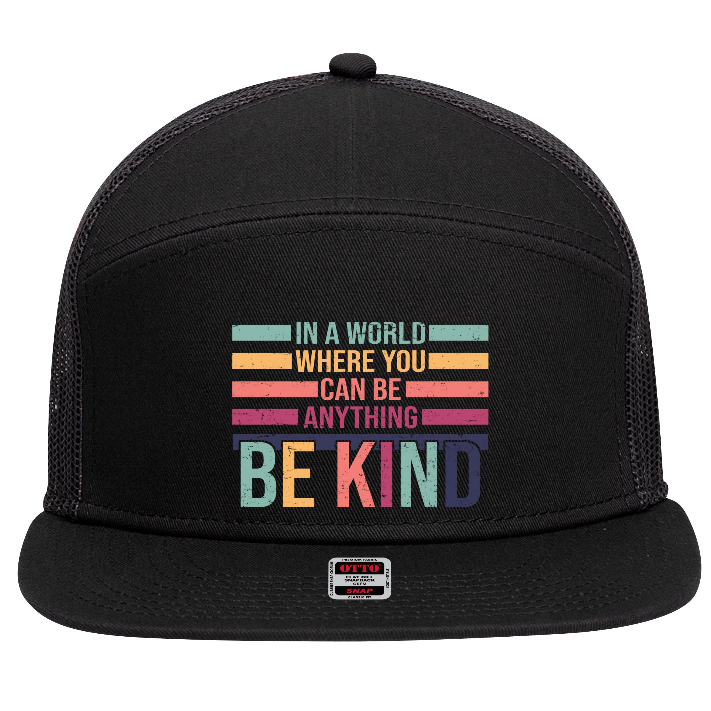 Be Kind Kindness Teacher Cute Inspirational Bless 7 Panel Mesh Trucker Snapback Hat
