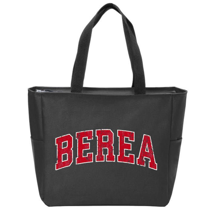 Berea Kentucky Ky Vintage Sports Design Red Design Zip Tote Bag