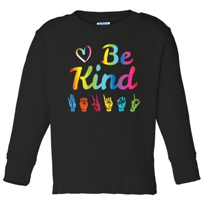 Be Kind Love ASL Sign Language Nonverbal Teacher Student Toddler Long Sleeve Shirt