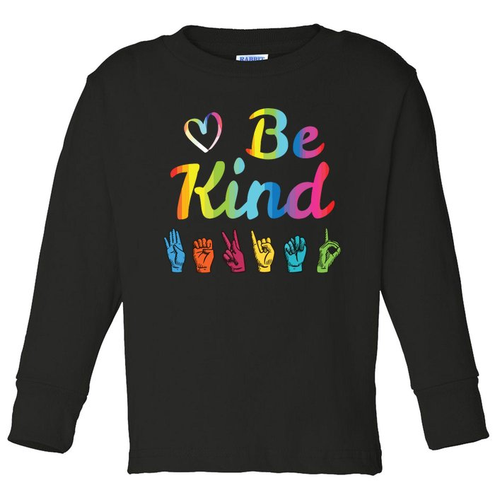 Be Kind Love ASL Sign Language Nonverbal Teacher Student Toddler Long Sleeve Shirt