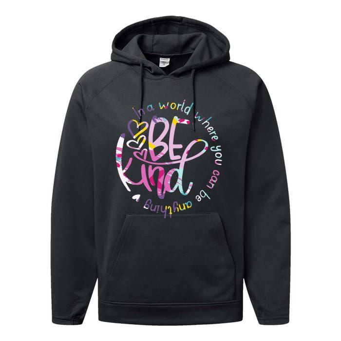 Be Kind Love Kindness Autism Mental Health Awareness Performance Fleece Hoodie