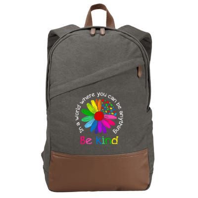 Be Kind Love Kindness Autism Mental Health Awareness Cotton Canvas Backpack