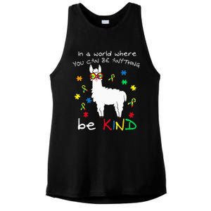 Be Kind Llama Puzzle Piece Cool Autism Awareness Gift Ladies PosiCharge Tri-Blend Wicking Tank