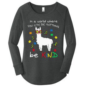 Be Kind Llama Puzzle Piece Cool Autism Awareness Gift Women's Perfect Tri Tunic Long Sleeve Shirt