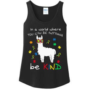 Be Kind Llama Puzzle Piece Cool Autism Awareness Gift Ladies Essential Tank