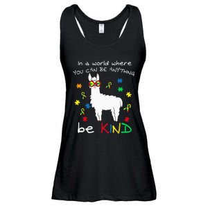 Be Kind Llama Puzzle Piece Cool Autism Awareness Gift Ladies Essential Flowy Tank