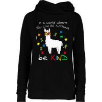 Be Kind Llama Puzzle Piece Cool Autism Awareness Gift Womens Funnel Neck Pullover Hood