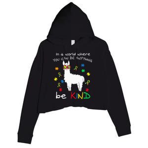 Be Kind Llama Puzzle Piece Cool Autism Awareness Gift Crop Fleece Hoodie