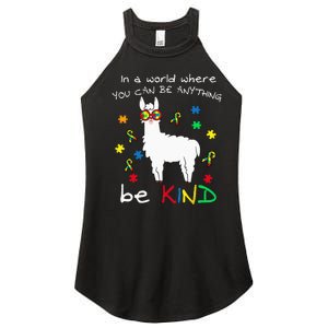 Be Kind Llama Puzzle Piece Cool Autism Awareness Gift Women's Perfect Tri Rocker Tank