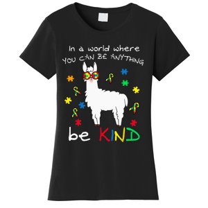 Be Kind Llama Puzzle Piece Cool Autism Awareness Gift Women's T-Shirt