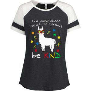 Be Kind Llama Puzzle Piece Cool Autism Awareness Gift Enza Ladies Jersey Colorblock Tee