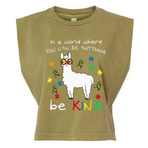 Be Kind Llama Puzzle Piece Cool Autism Awareness Gift Garment-Dyed Women's Muscle Tee