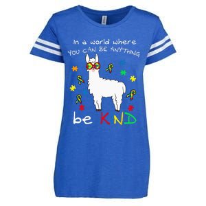 Be Kind Llama Puzzle Piece Cool Autism Awareness Gift Enza Ladies Jersey Football T-Shirt