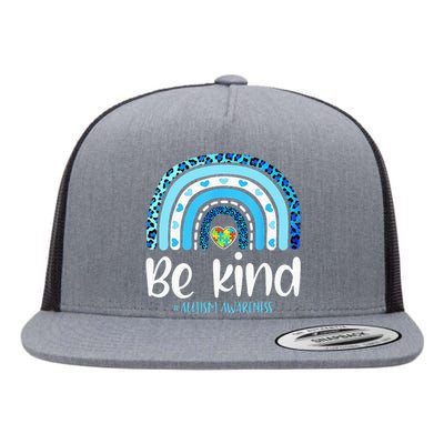 Be Kind Leopard Rainbow Autism Awareness Flat Bill Trucker Hat