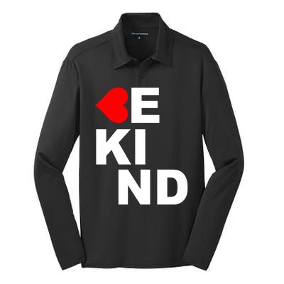 Be Kind Love Heart, Kindness Matters Silk Touch Performance Long Sleeve Polo