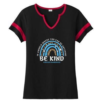 Be Kind Leopard Rainbow Choose Kindness Autism Awareness Ladies Halftime Notch Neck Tee