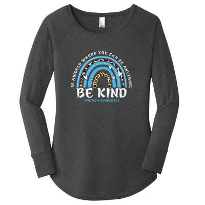 Be Kind Leopard Rainbow Choose Kindness Autism Awareness Women's Perfect Tri Tunic Long Sleeve Shirt